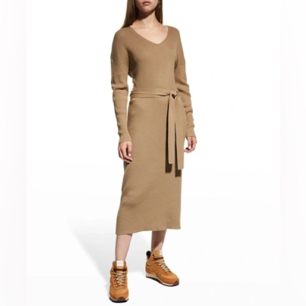 NWT Rails Margot Ribbed Sweater Dress Green Khaki Cotton Cashmere Belted Sz XS
